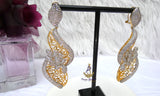 Cubic Zirconia Swivel 3D Silver Gold Mixed Cocktail Party Wedding Bridal Earring Jewellery