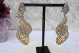 Cubic Zirconia Swivel 3D Silver Gold Mixed Cocktail Party Wedding Bridal Earring Jewellery
