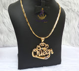 QUEEN Italian Gold Plated Crown Pendant Necklace Elegant Jewellery for Men & Women | Gift