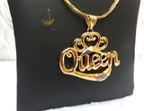 QUEEN Italian Gold Plated Crown Pendant Necklace Elegant Jewellery for Men & Women | Gift