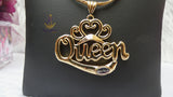 QUEEN Italian Gold Plated Crown Pendant Necklace Elegant Jewellery for Men & Women | Gift