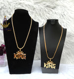 QUEEN Italian Gold Plated Crown Pendant Necklace Elegant Jewellery for Men & Women | Gift