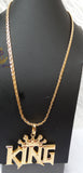 QUEEN Italian Gold Plated Crown Pendant Necklace Elegant Jewellery for Men & Women | Gift