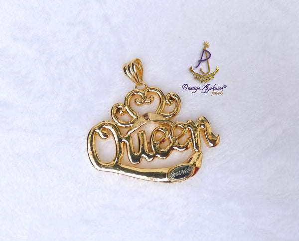 QUEEN Italian Gold Plated Crown Pendant Necklace Elegant Jewellery for Men & Women | Gift