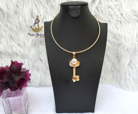 PrestigeApplause KEY Italian Gold Plated Pendant Necklace Elegant Jewellery for Men & Women | Gift