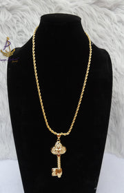 PrestigeApplause KEY Italian Gold Plated Pendant Necklace Elegant Jewellery for Men & Women | Gift