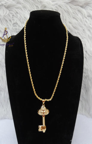 PrestigeApplause KEY Italian Gold Plated Pendant Necklace Elegant Jewellery for Men & Women | Gift