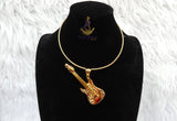 PrestigeApplause GUITAR Italian Gold Plated Crown Musical Pendant Necklace Elegant Jewellery for Men & Women | Gift