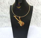 PrestigeApplause GUITAR Italian Gold Plated Crown Musical Pendant Necklace Elegant Jewellery for Men & Women | Gift