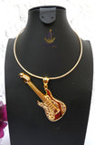 PrestigeApplause GUITAR Italian Gold Plated Crown Musical Pendant Necklace Elegant Jewellery for Men & Women | Gift