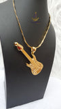PrestigeApplause GUITAR Italian Gold Plated Crown Musical Pendant Necklace Elegant Jewellery for Men & Women | Gift