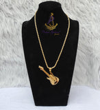 PrestigeApplause GUITAR Italian Gold Plated Crown Musical Pendant Necklace Elegant Jewellery for Men & Women | Gift