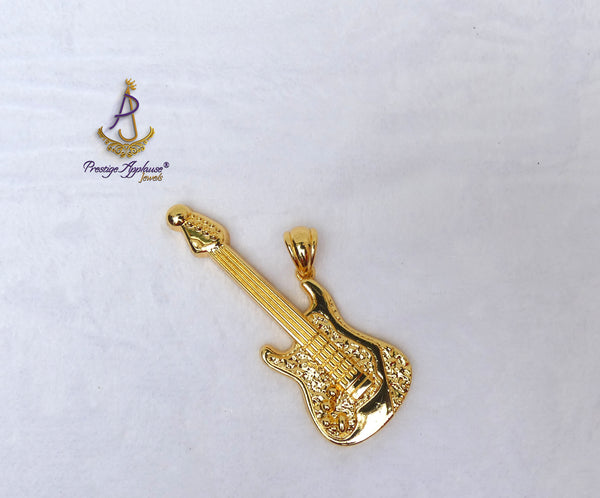 PrestigeApplause GUITAR Italian Gold Plated Crown Musical Pendant Necklace Elegant Jewellery for Men & Women | Gift