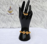 Luxury Gold Plated Filigree Cube Bracelet & Adjustable Ring Set – Elegant Statement Jewellery for Women