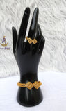Luxury Gold Plated Filigree Cube Bracelet & Adjustable Ring Set – Elegant Statement Jewellery for Women