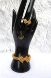 Luxury Gold Plated Filigree Cube Bracelet & Adjustable Ring Set – Elegant Statement Jewellery for Women