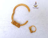 Luxury Gold Plated Filigree Cube Bracelet & Adjustable Ring Set – Elegant Statement Jewellery for Women