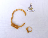 Luxury Gold Plated Filigree Cube Bracelet & Adjustable Ring Set – Elegant Statement Jewellery for Women