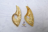 Luxury Italian Gold Plated Textured Statement Earrings – Elegant Geometric Drop Earrings for Weddings, Parties & Special Occasions