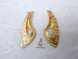 Luxury Italian Gold Plated Textured Statement Earrings – Elegant Geometric Drop Earrings for Weddings, Parties & Special Occasions