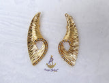 Luxury Italian Gold Plated Textured Statement Earrings – Elegant Geometric Drop Earrings for Weddings, Parties & Special Occasions