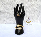 Luxury Crystal Gold Cuff Bracelet & Adjustable Ring Set – Elegant Statement Jewellery for Women