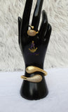 Luxury Crystal Gold Cuff Bracelet & Adjustable Ring Set – Elegant Statement Jewellery for Women