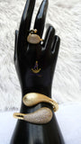Luxury Crystal Gold Cuff Bracelet & Adjustable Ring Set – Elegant Statement Jewellery for Women