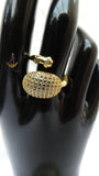 Luxury Crystal Gold Cuff Bracelet & Adjustable Ring Set – Elegant Statement Jewellery for Women