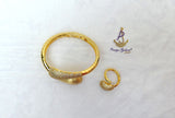 Luxury Crystal Gold Cuff Bracelet & Adjustable Ring Set – Elegant Statement Jewellery for Women