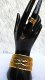 Infinity Luxe Gold Plated Cuff Bangle Bracelet & Adjustable Ring Set – Elegant Statement Jewellery for Women