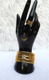 Infinity Luxe Gold Plated Cuff Bangle Bracelet & Adjustable Ring Set – Elegant Statement Jewellery for Women