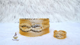 Infinity Luxe Gold Plated Cuff Bangle Bracelet & Adjustable Ring Set – Elegant Statement Jewellery for Women