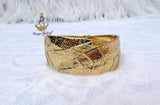 Leaf Design Cuff Gold Plated Bracelet | Modern Open Bangle | Statement Gold Bracelet | Jewellery | Gift for Her