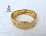 Leaf Design Cuff Gold Plated Bracelet | Modern Open Bangle | Statement Gold Bracelet | Jewellery | Gift for Her