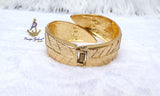 Leaf Design Cuff Gold Plated Bracelet | Modern Open Bangle | Statement Gold Bracelet | Jewellery | Gift for Her