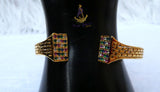 Gold Plated Rainbow Crystal Cuff Bracelet & Adjustable Ring Set | Women's Statement Jewellery | Elegant Bangle | PrestigeApplause