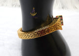 Gold Plated Rainbow Crystal Cuff Bracelet & Adjustable Ring Set | Women's Statement Jewellery | Elegant Bangle | PrestigeApplause