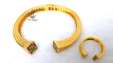 Gold Plated Rainbow Crystal Cuff Bracelet & Adjustable Ring Set | Women's Statement Jewellery | Elegant Bangle | PrestigeApplause