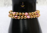 New Candy Pink Eye Gold Plated Bracelets Beads Women Fashion Jewellery - Great as Gift for Women Wife Girlfriend Bride Bridemaid
