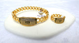 Gold Plated Cuban Link Bracelet & Ring Set | Iced Crystal Statement Jewellery | Designer Inspired Women Men Gift
