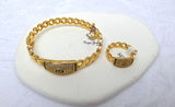 Gold Plated Cuban Link Bracelet & Ring Set | Iced Crystal Statement Jewellery | Designer Inspired Women Men Gift