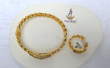 Gold Plated Cuban Link Bracelet & Ring Set | Iced Crystal Statement Jewellery | Designer Inspired Women Men Gift