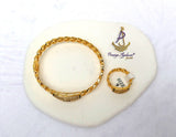 Gold Plated Cuban Link Bracelet & Ring Set | Iced Crystal Statement Jewellery | Designer Inspired Women Men Gift