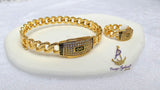 Gold Plated Cuban Link Bracelet & Ring Set | Iced Crystal Statement Jewellery | Designer Inspired Women Men Gift