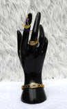 Gold Plated Cuban Link Bracelet & Ring Set | Iced Crystal Statement Jewellery | Designer Inspired Women Men Gift