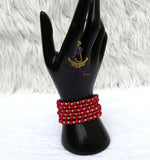 New Candy Hot Red Beads with Gold Plated Bracelets Beads Women Men Unisex Fashion Jewellery - Great as Gift