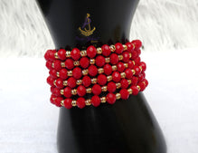 New Candy Hot Red Beads with Gold Plated Bracelets Beads Women Men Unisex Fashion Jewellery - Great as Gift