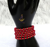 New Candy Hot Red Beads with Gold Plated Bracelets Beads Women Men Unisex Fashion Jewellery - Great as Gift