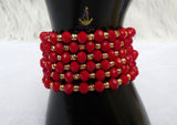 New Candy Hot Red Beads with Gold Plated Bracelets Beads Women Men Unisex Fashion Jewellery - Great as Gift
